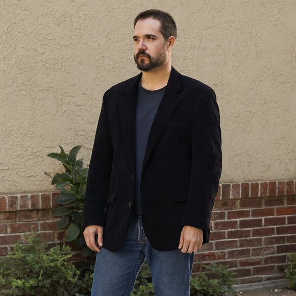 Roberto Villini Other - Men's Villini Jacket by S&K Famous Brands Size 44L Black Corduroy Paisley